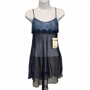 Blue Lace Trim Camisole Top